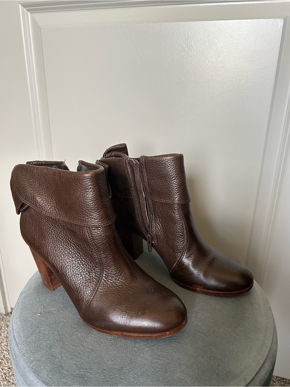 ANTONIO MELANI Dark Brown Leather Ankle Booties